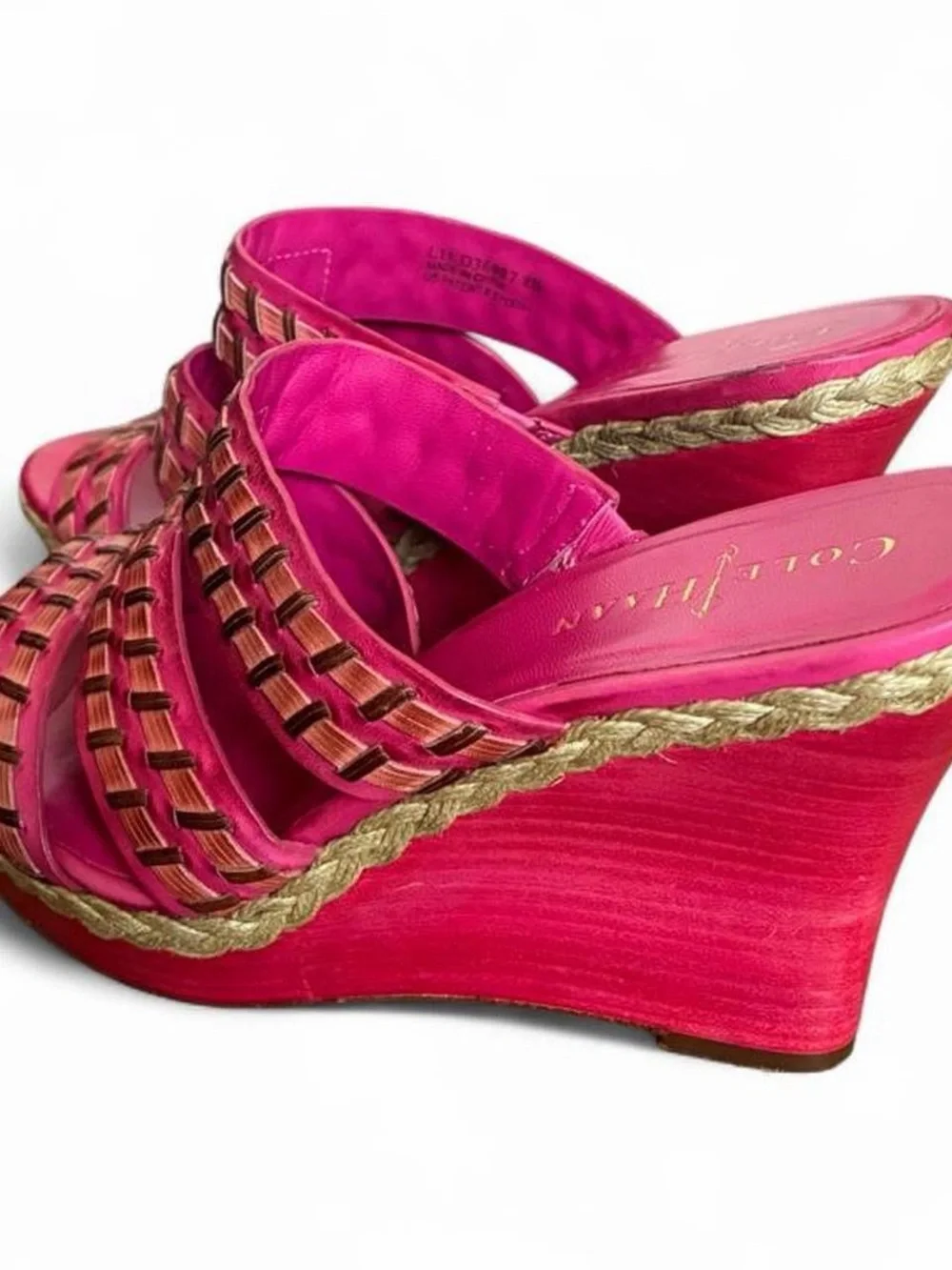 Women’s Hot Pink Woven Wedge Sandals